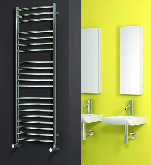 Reina Radiators Eos Curved Towel Radiator (Stainless Steel). 430x600.