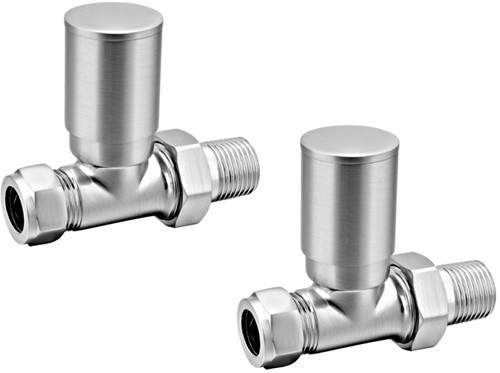 Reina Radiators Portland Straight Radiator Valves (Brushed).