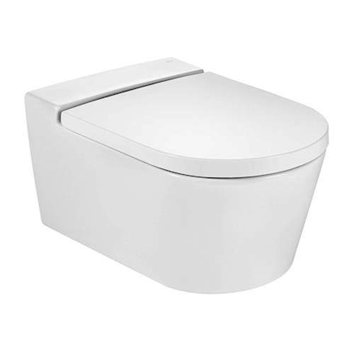 Roca Toilets Inspira Round Rimless Wall Hung Toilet Pan & Seat.