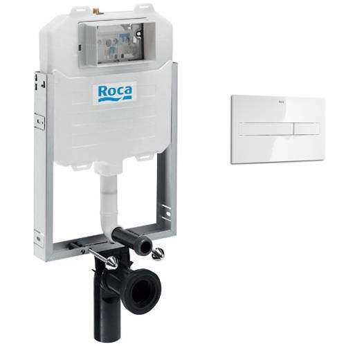 Roca Frames In-Wall WC Compact Tank & PL2 Dual Flush Panel (White).
