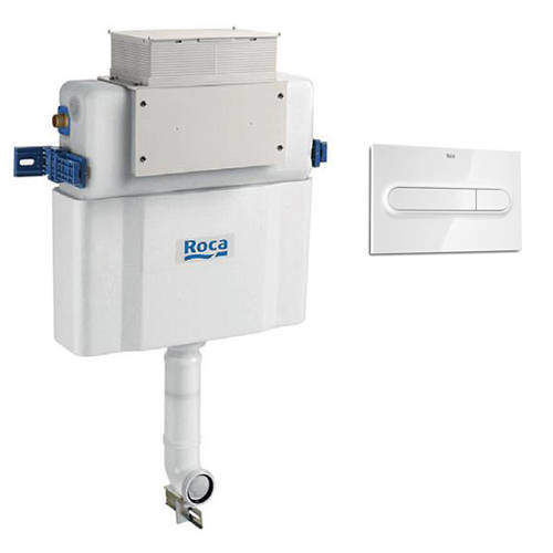 Roca Frames Low Height Concealed Cistern & PL1 Dual Flush Panel (White).