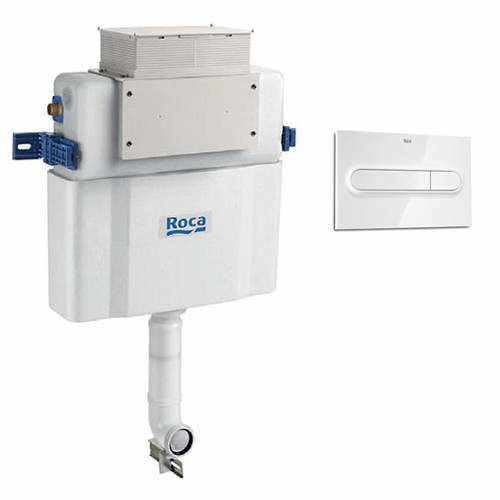 Roca Frames Low Height Concealed Cistern & PL1 Dual Flush Panel (White).