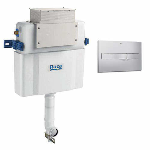 Roca Frames Low Height Concealed Cistern & PL2 Dual Flush Panel (Grey).