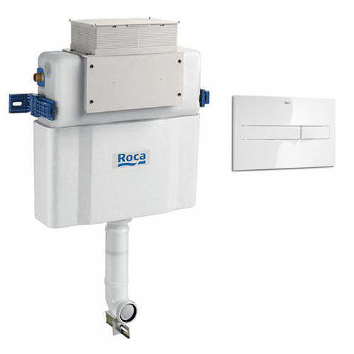 Roca Frames Low Height Concealed Cistern & PL2 Dual Flush Panel (White).