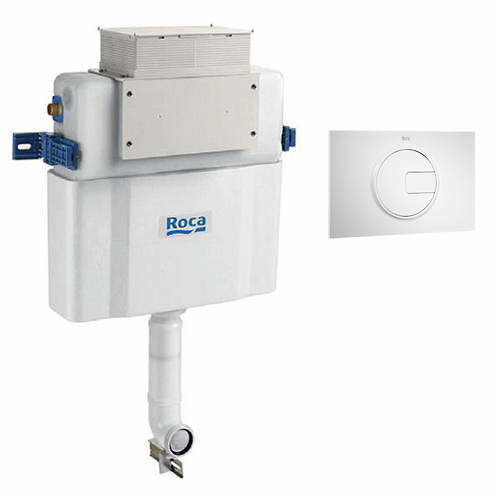 Roca Frames Low Height Concealed Cistern & PL4 Dual Flush Panel (White).