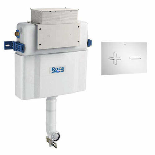 Roca Frames Low Height Concealed Cistern & PL6 Dual Flush Panel (White).