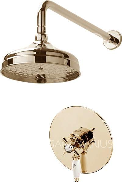 Sagittarius Churchmans Shower Valve With Arm & 200mm Head (Gold).