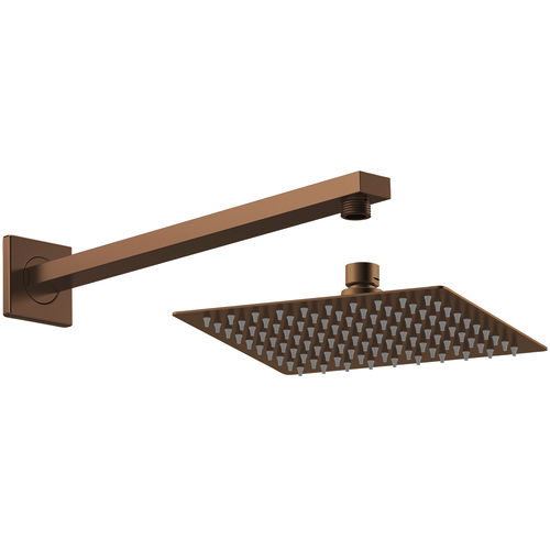 Nuie Showers Square Shower Head & Wall Mounting Arm (Br Bronze).