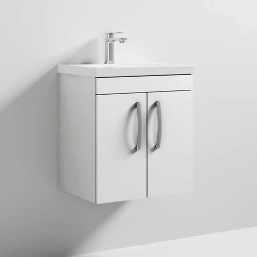 Nuie Furniture Wall Vanity Unit With 2 x Doors & Basin 500mm (Gloss White).