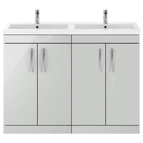 Nuie Furniture Vanity Unit With 4 x Doors & Double Basin (Gloss Grey Mist).