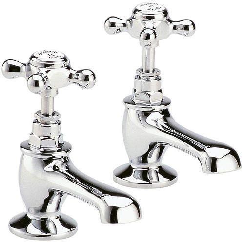 Hudson Reed Topaz Basin Taps With Crosshead Handles (White & Chrome).
