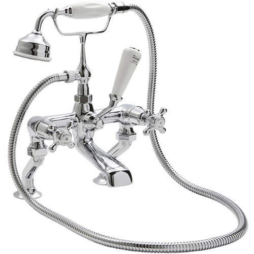 Hudson Reed Topaz Bath Shower Mixer Tap With X-Heads (White & Chrome).