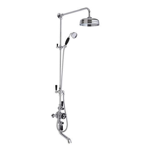 Hudson Reed Topaz Shower & Bath Filler Kit With Black Handles (2 Way).