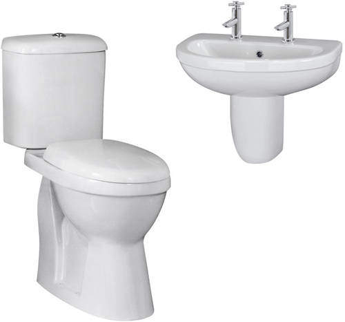 Nuie Ivo Suite With Toilet, 550mm Basin & Semi Pedestal (2TH).