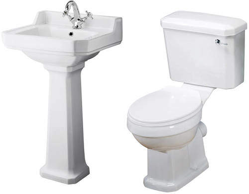 Old London Richmond Traditional Suite, Toilet, 500mm Basin & Ped (1TH).