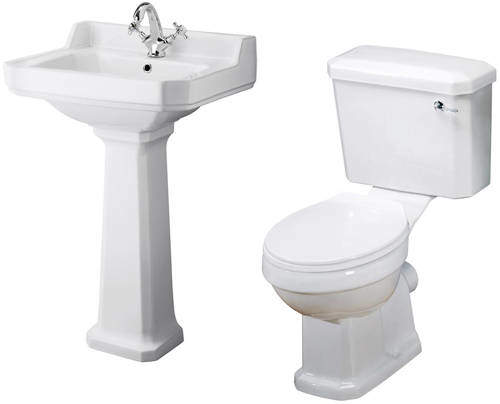 Old London Richmond Traditional Suite, Toilet, 560mm Basin & Ped (1TH).