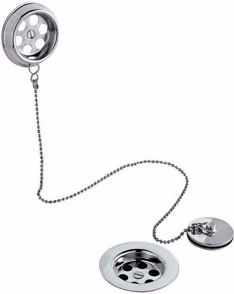 Wastes Brass bath retainer waste with ball chain (Chrome)