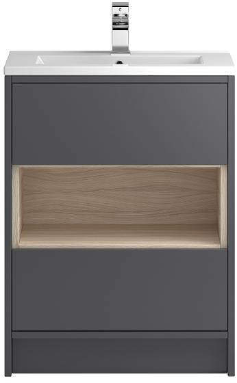 HR Coast Floor Standing 600mm Vanity Unit & Basin Type 1 (Grey Gloss).