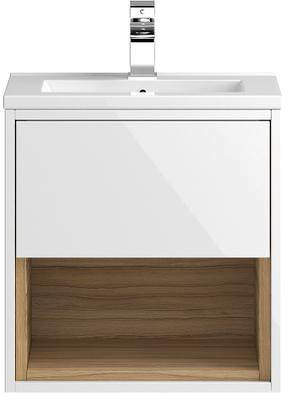 HR Coast Wall Hung 500mm Vanity Unit & Basin Type 1 (White Gloss).