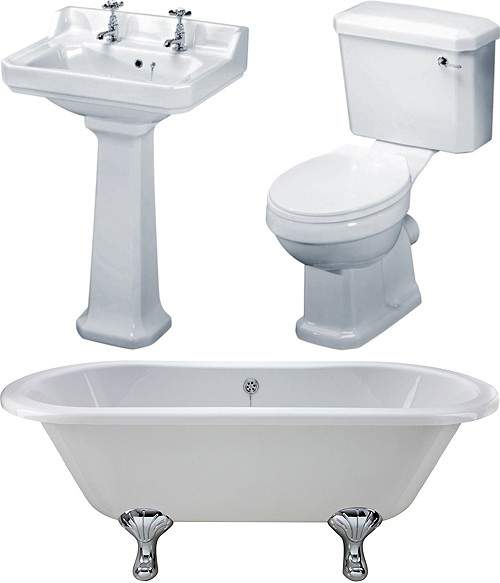 Hudson Reed Suites Kingsbury 1500mm Double Ended Bath With Toilet & Basin.