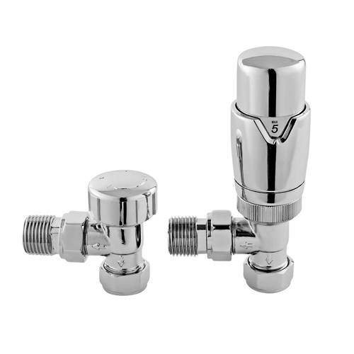 Towel Rails Luxury Angled Thermostatic Radiator Valves Pack (Pair).