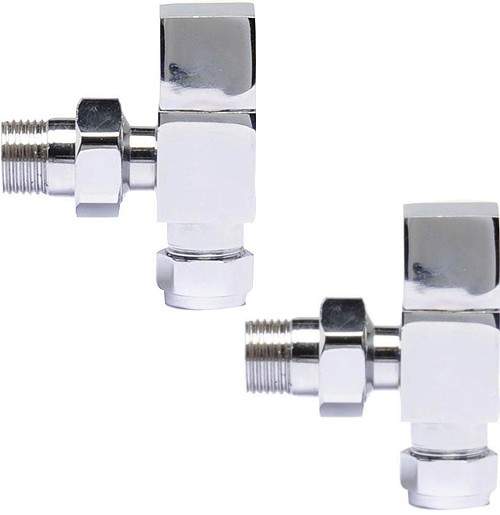 Towel Rails Pure Square Radiator Valves Pack Angled (Pair).