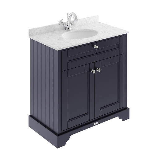 Old London Furniture Vanity Unit, Basin & Grey Marble 800mm (Blue, 1TH).
