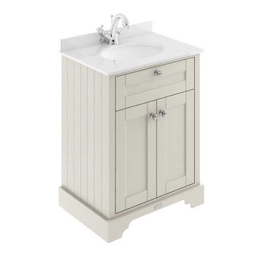 Old London Furniture Vanity Unit, Basin & White Marble 600mm (Sand, 1TH).