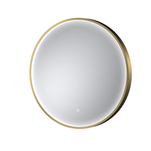 Nuie Furniture Round Illuminated Mirror (600mm, Br Brass).