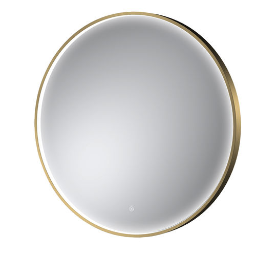Nuie Furniture Round Illuminated Mirror (800mm, Br Brass).