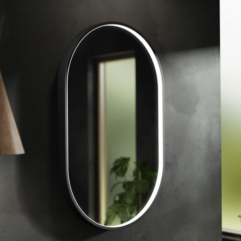 Nuie Furniture LED Mirror With Demister (500x800mm, Black).