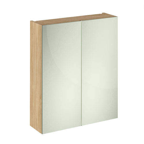 Hudson Reed Quartet 2 Door Mirror Cabinet 600mm (Natural Oak).