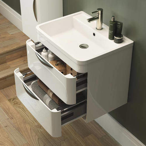 Nuie Parade Wall Hung Vanity Unit & Basin 600mm (Gloss White).