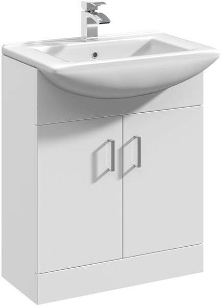 Italia Furniture Vanity Unit & Ceramic Basin Type 2 (650mm, White).