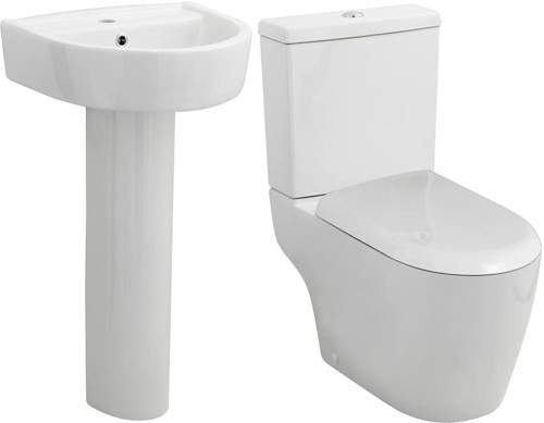 Premier Ceramics Toilet With Luxury Seat, 420mm Basin & Pedestal.