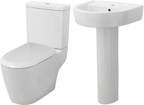 Premier Ceramics Toilet With Luxury Seat, 520mm Basin & Pedestal.