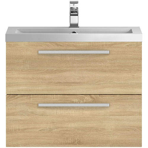 Hudson Reed Quartet Wall Vanity Unit & Basin 720mm (Natural Oak).