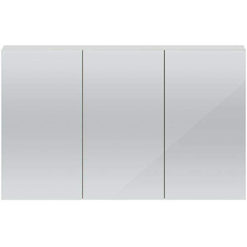 Hudson Reed Quartet 3 Door Mirror Cabinet 1350mm (Gloss Grey Mist).