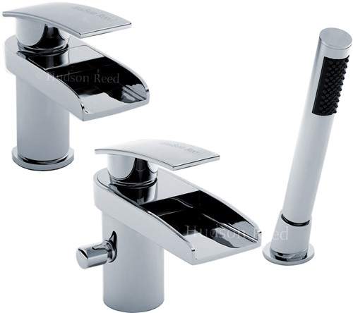 Waterfall Basin Bath Shower Mixer Tap Set Hudson Reed