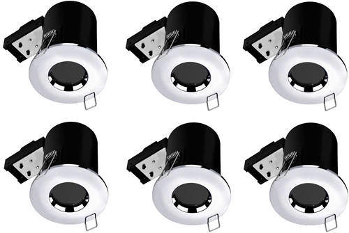 Hudson Reed Lighting 6 x Fire & Acoustic Spot Light & W White LED Lamp (Chrome