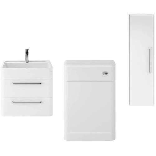 Hudson Reed Solar Wall Hung 600mm Vanity Unit, BTW & Tall Unit (White).