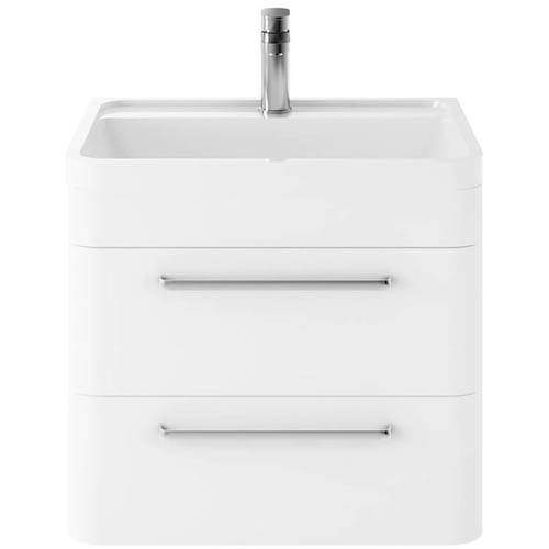 Hudson Reed Solar Wall Hung Vanity Unit & Basin 600mm (Pure White).