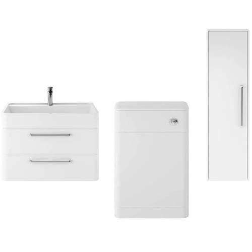 Hudson Reed Solar Wall Hung 800mm Vanity Unit, BTW & Tall Unit (White).