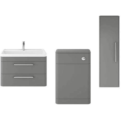 Hudson Reed Solar Wall Hung 800mm Vanity Unit, BTW & Tall Unit (Grey).