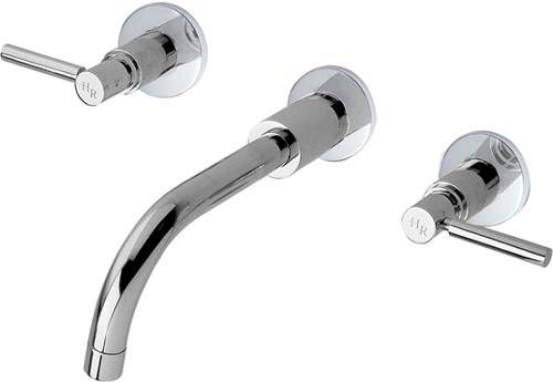 Hudson Reed Tec 3 Tap Hole Wall Mounted Basin Tap With Lever Handles.