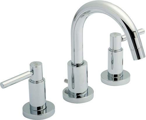 Hudson Reed Tec 3 Tap Hole Basin Tap With Small Spout & Lever Handles.