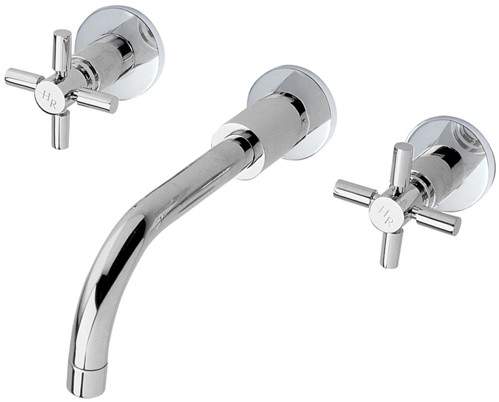 Hudson Reed Tec 3 Tap Hole Wall Mounted Basin Tap With Cross Handles.