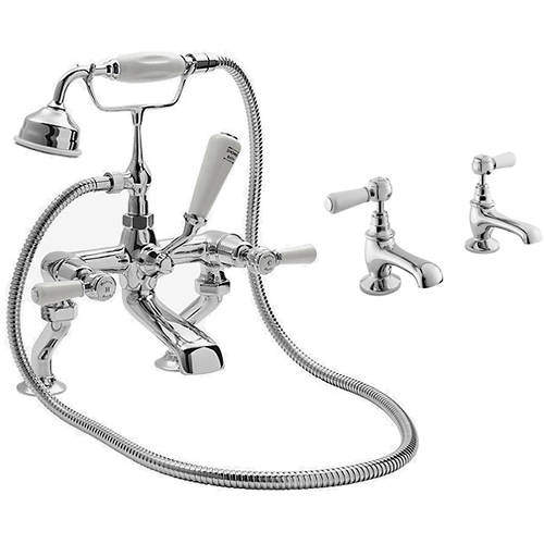 Hudson Reed Topaz Basin & BSM Tap Pack With Levers (White & Chrome).