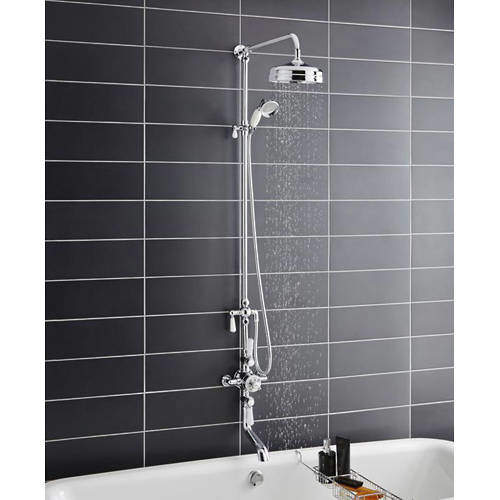 Hudson Reed Topaz Shower & Bath Filler Kit With White Handles (2 Way).