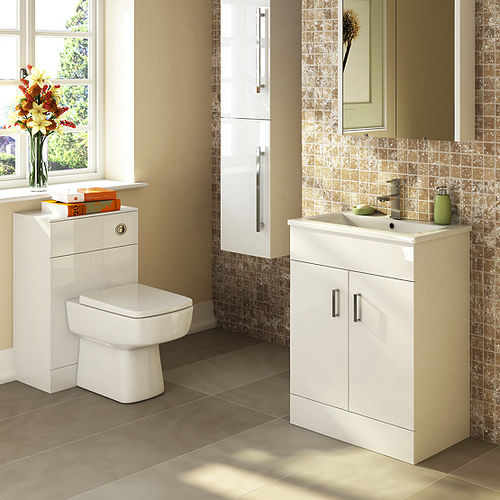 Premier Eden 600mm Vanity Unit Suite With BTW Unit, Pan & Seat (White).